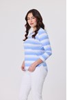 HAWAII STRIPE TOP - denim blue